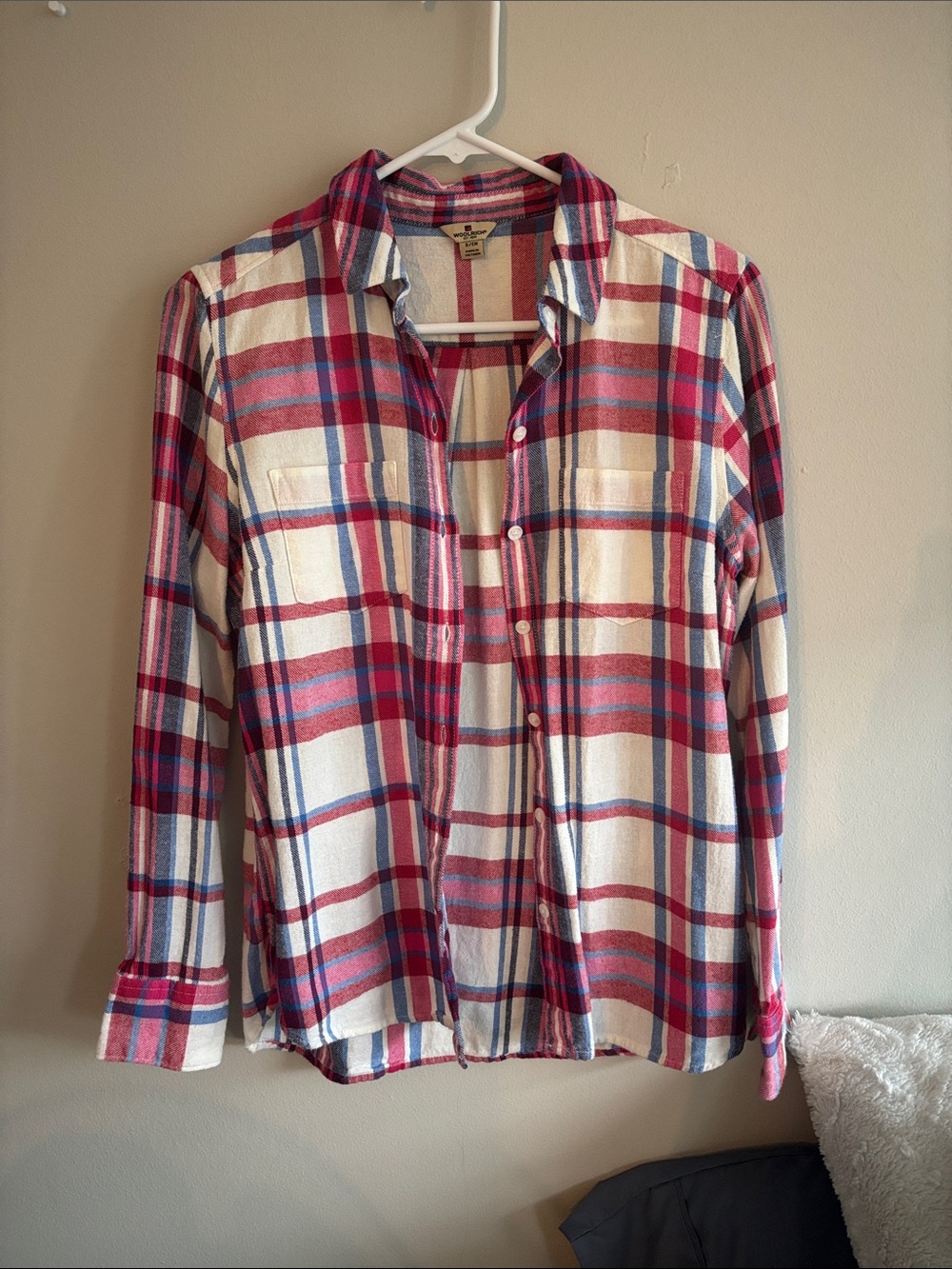 Woolrich Plaid Shirt in Cream, Red & Blue